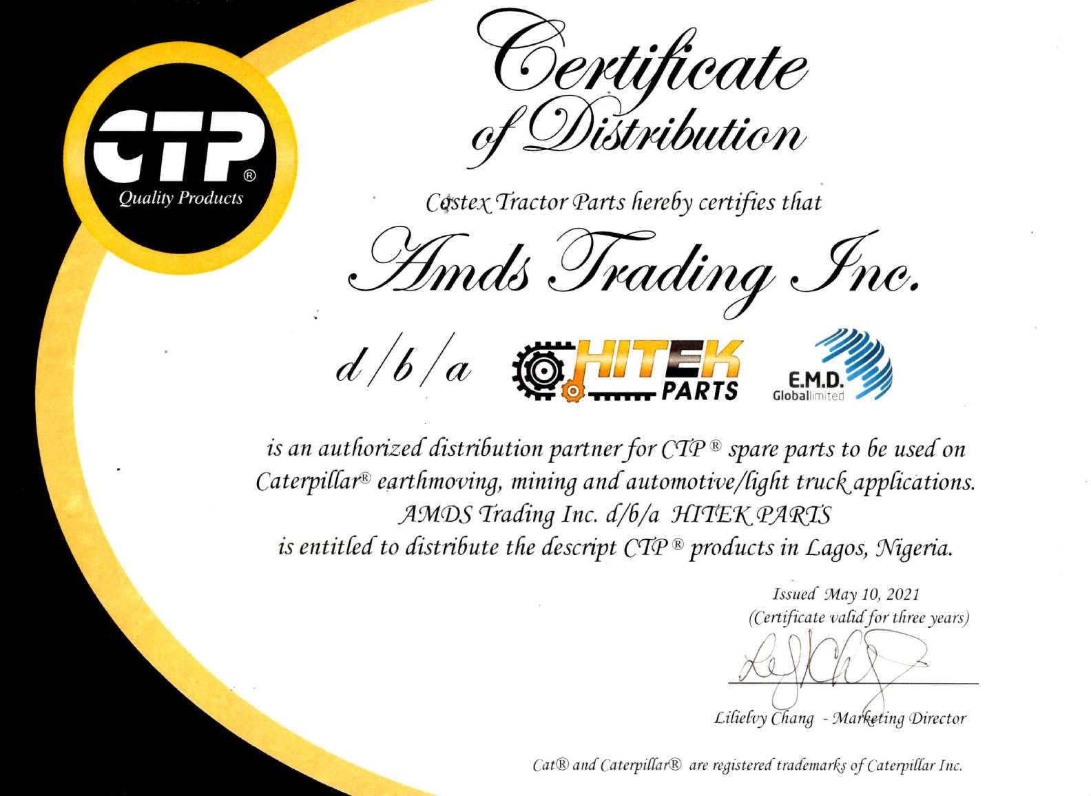COSTEX- CTP Certificate